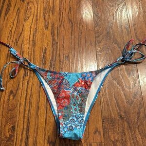 Blue and Red Patterned Bikini Bottom NWOT